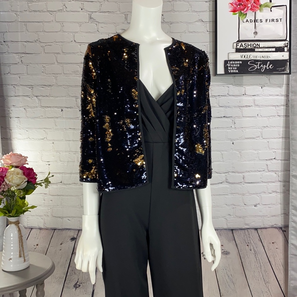LULAROE Elegant Black&Gold Sequined Jacket Size:S